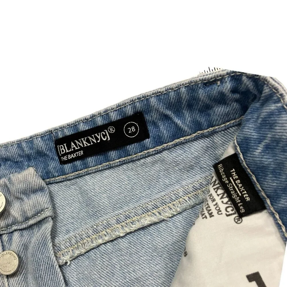 Blank NYC Colorblock Patchwork Denim Jeans High Rise Straight Leg Womens 28